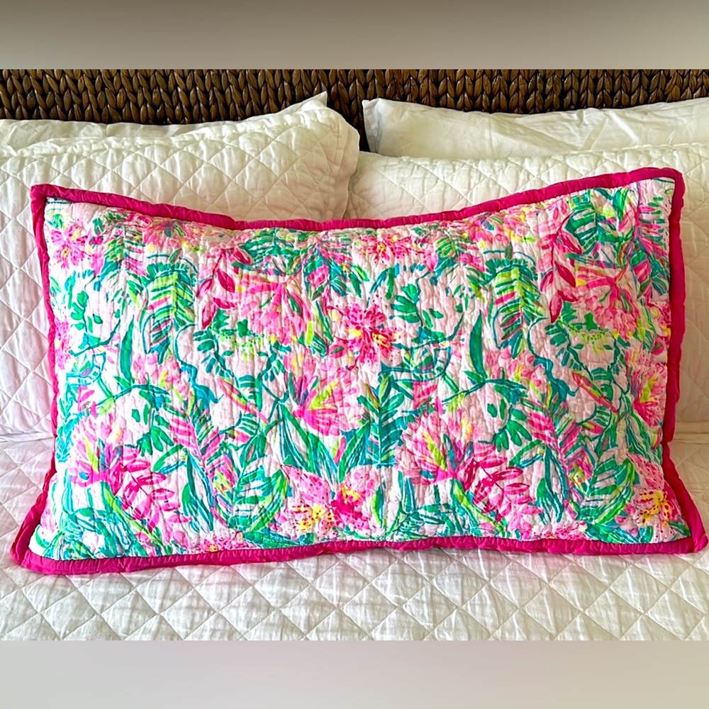 Lilly Pulitzer for Pottery Barn - ONE KING Quilted reversible Sham -Tiger Lilly